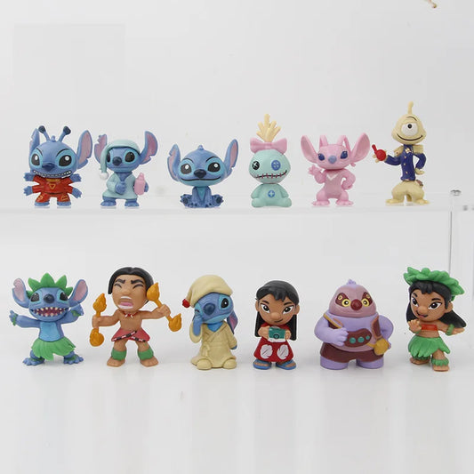 12pcs/set Stitch Figure Toys – PVC Collectible Model Set for Kids