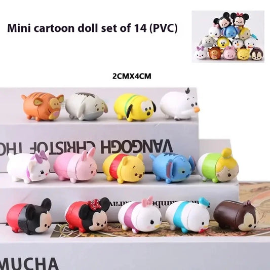 Genuine Disney 14pcs Tsum Tsum Mini Bean Figures – Cute Mickey & Minnie Series Collectible Dolls