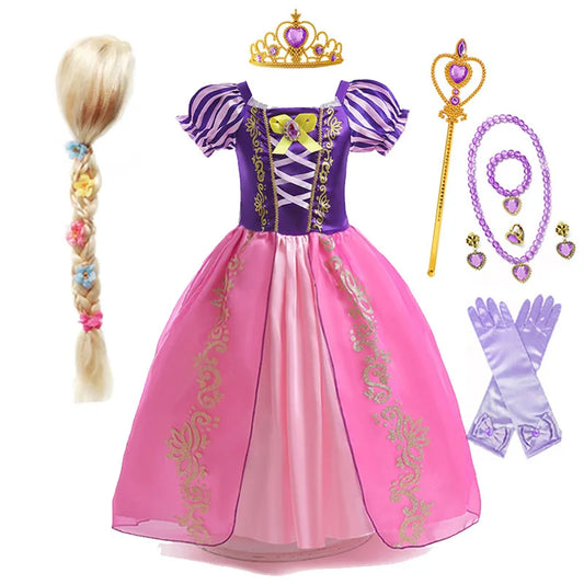 Disney Rapunzel Princess Dress – Purple Puff Sleeve Tangled Costume for Girls