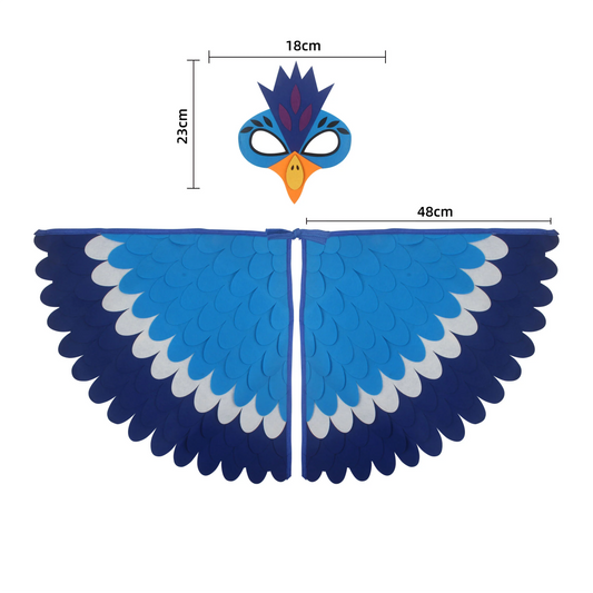 Owl & Peacock Wings Costume – Animal Felt Cloak with Mask for Kids