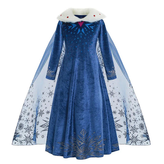 Disney Snow Queen Elsa Costume for Girls – Frozen Cosplay Snow Princess Dress