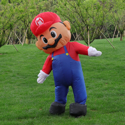 Super Plumber Inflatable Costume – Mario-Inspired Red Hat Monster Outfit for Kids, Adults & Women