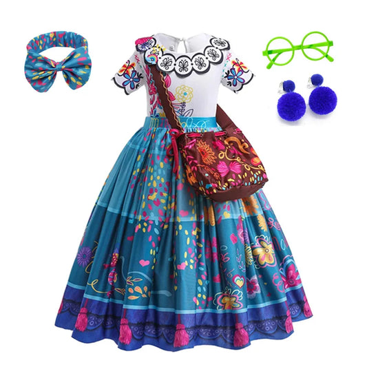 Mirabel Princess Dress for Girls – Encanto Cosplay Costume with Matching Bag