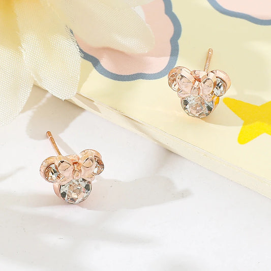 Disney Cartoon Mickey Mouse Earrings – Cute Rhinestone Studs for Girls