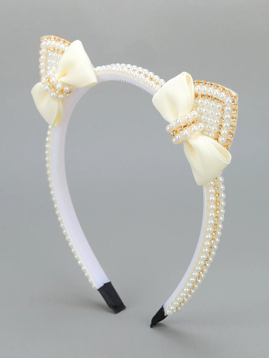 Elegant Cat Ear Pearl Hairband – Rhinestone Headband for Women & Girls