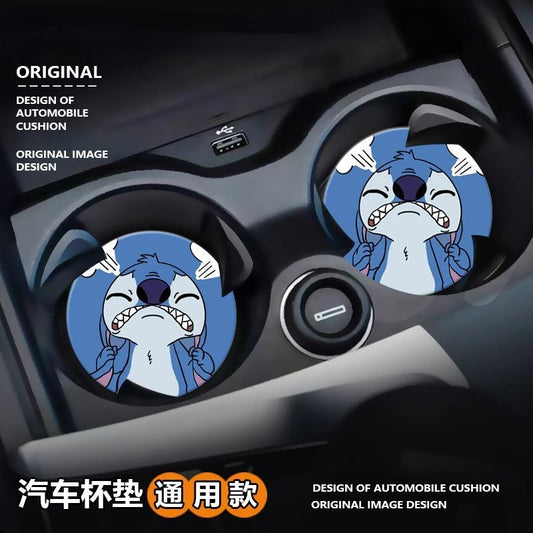 Stitch Cute Cartoon Car Non-Slip Mat – Interior Decoration & Water Coaster