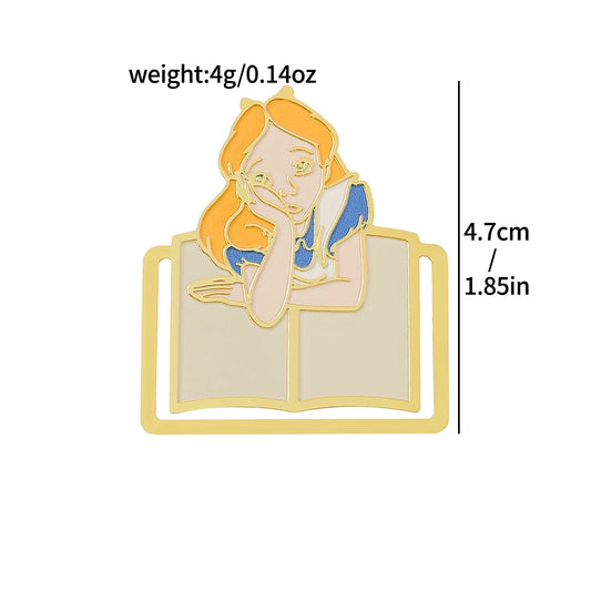 Disney Alice in Wonderland Metal Bookmark – Cheshire Cat & Alice Brass Page Clips