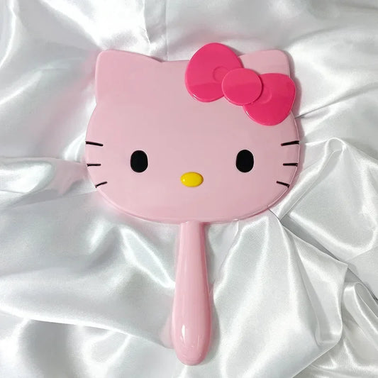 Cartoon Sanrio Hello Kitty Handheld Makeup Mirror – Kawaii KT Cat Handle