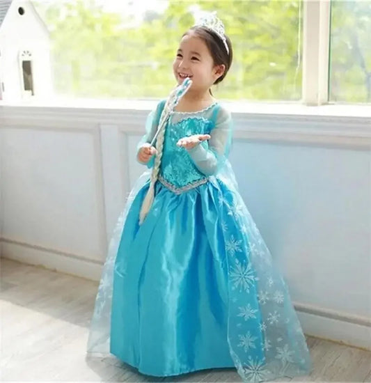 2025 Elsa Snow Queen Costume – Frozen Princess Prom Gown for Girls