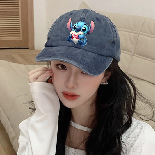 Stitch Adult Adjustable Baseball Cap – Washed Denim Retro Sun Visor