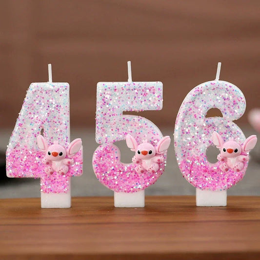 Stitch & Angel Digit Candle Set (0-9) – Cute Disney Cake Toppers
