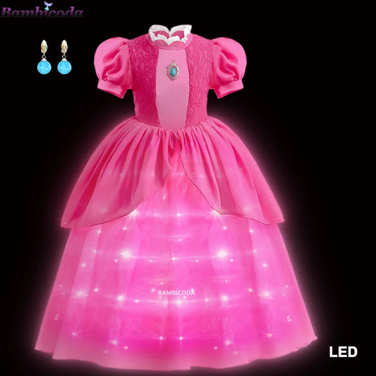 Peach Princess Cosplay Dress for Girls – Role Play Costume for Birthday, Stage & Carnival