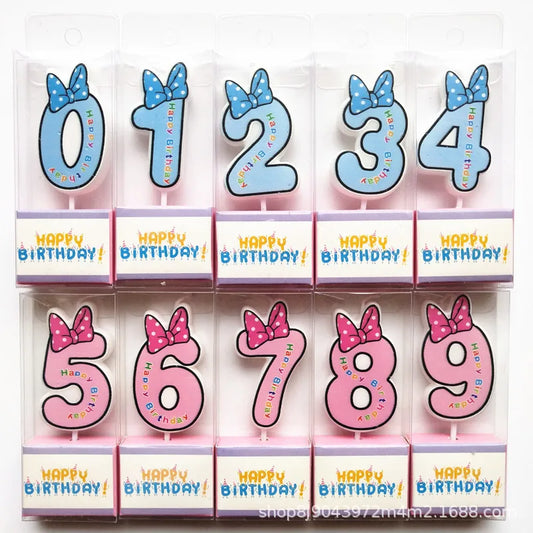 Hot Happy Birthday Number Candles (0-9) – Cartoon Mickey & Minnie Mouse Cake Toppers