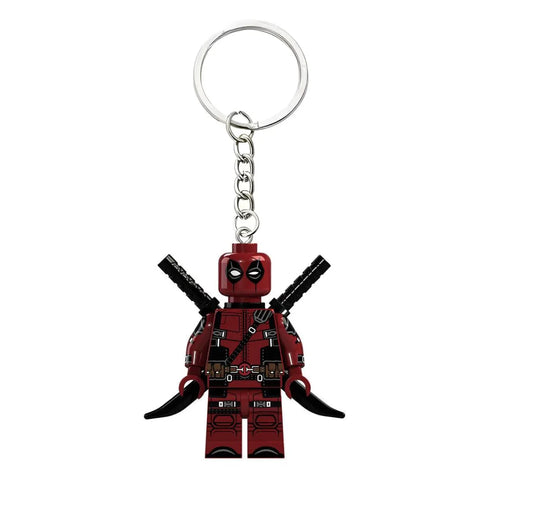 Marvel Deadpool & Wolverine Keychain – Superhero Building Block Pendant