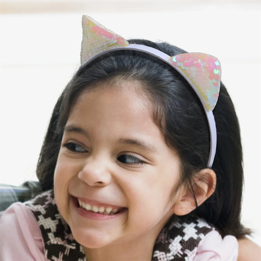 Sequin Cat Ear Headband – Sparkly Glitter Hair Accessory for Girls & Kids