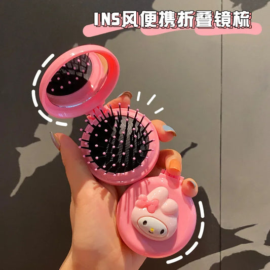 Sanrio Makeup Mirror & Folding Airbag Comb – Hello Kitty, Kuromi & My Melody