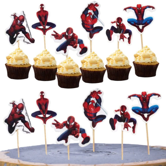 24Pcs Spiderman Cake Decorations – Superhero Party Toppers