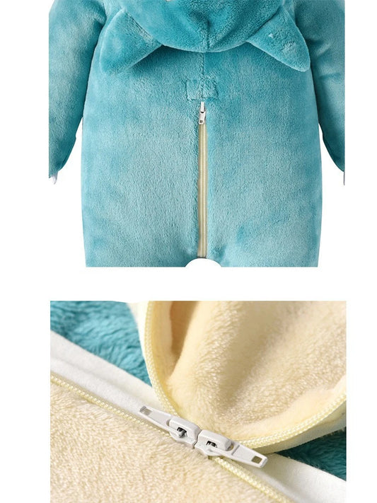 Baby Snorlax & Dinosaur Cosplay Bodysuit – Flannel Role Play Jumpsuit for Infants (0–3 Years)