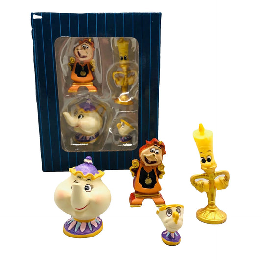 4Pcs/Set Disney Beauty and the Beast Cogsworth Clock Miniature Figurines – Collectible Decoration Models